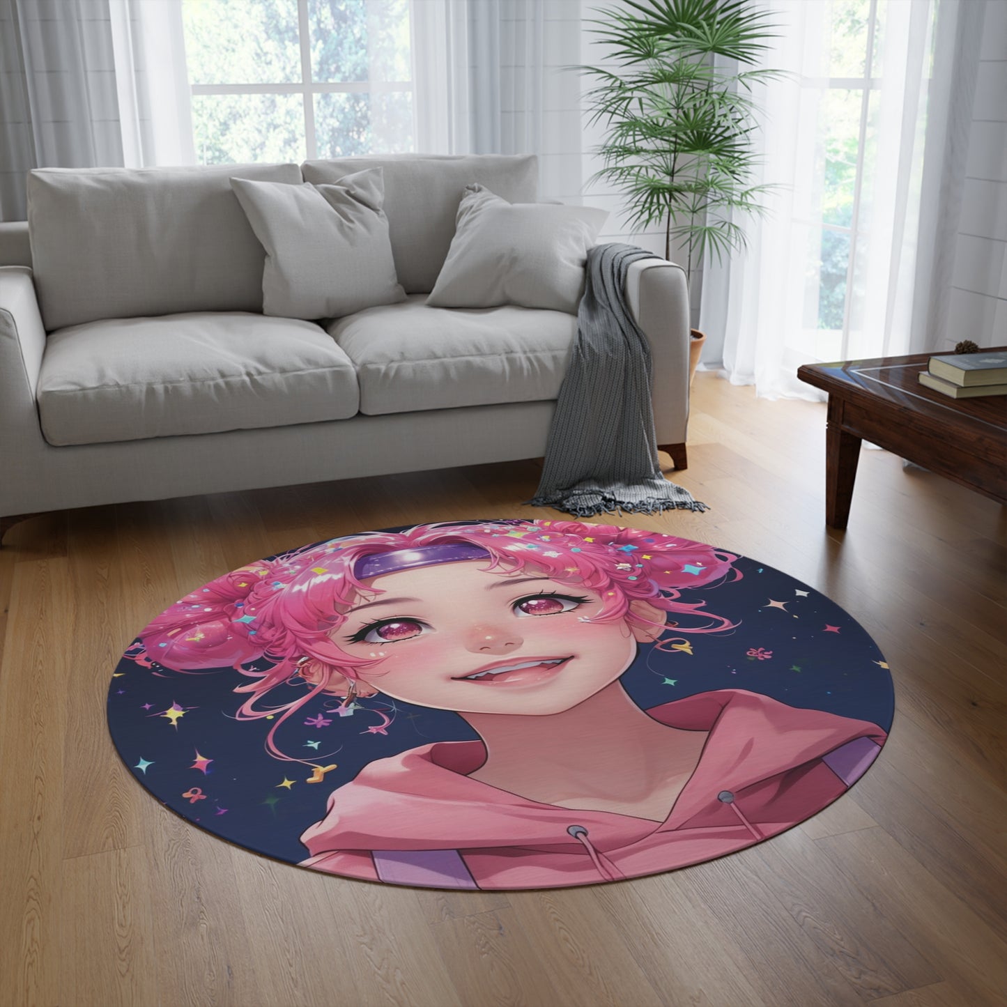 Cute Anime Round Rug, Ideal for your bedroom, office, living room, kids room