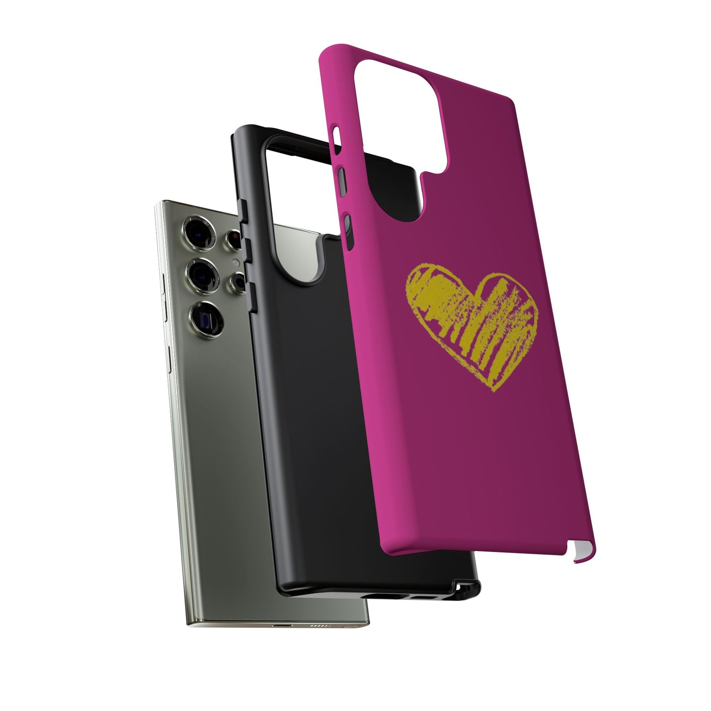 Yellow Heart, Pink Phone Case