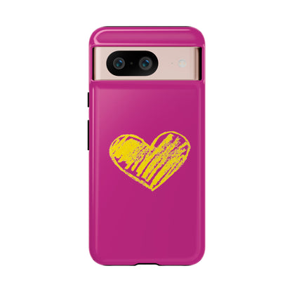 Yellow Heart, Pink Phone Case