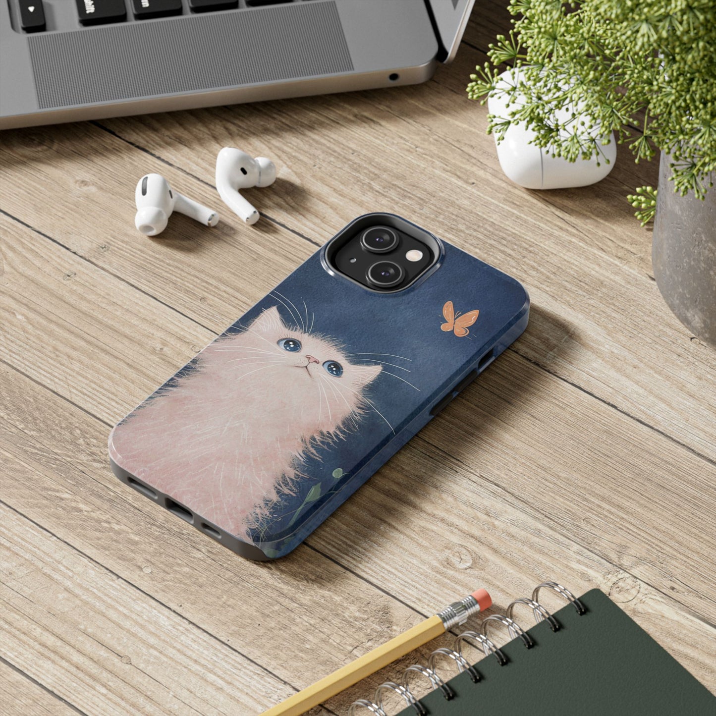 Cute Cat & Butterfly iPhone Case