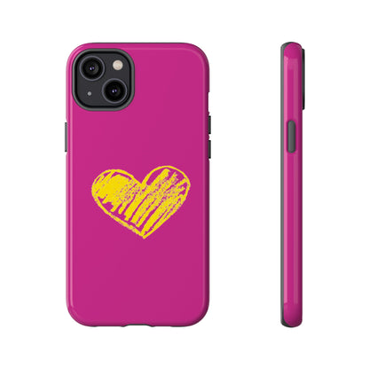 Yellow Heart, Pink Phone Case