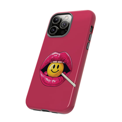 Lips & A Smiley Face Lollipop Phone Case