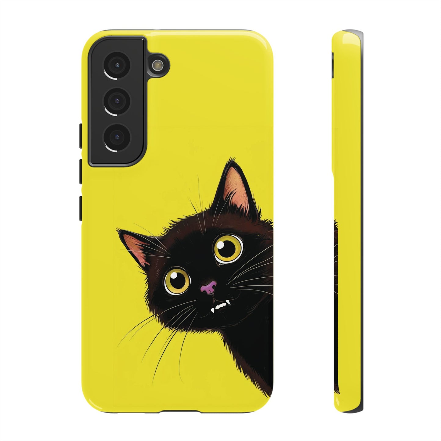 'Cute Cat' Yellow Phone Case