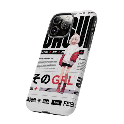 "Casual Girl" Anime Phone Cases for iPhone, Samsung Galaxy, and Google Pixel, Pick your size