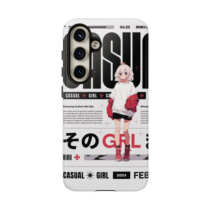 "Casual Girl" Anime Phone Cases for iPhone, Samsung Galaxy, and Google Pixel, Pick your size