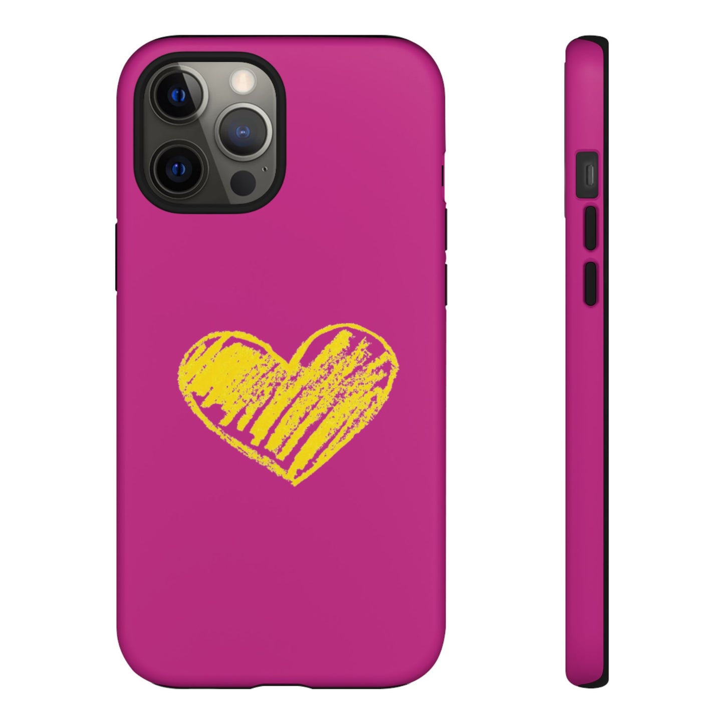 Yellow Heart, Pink Phone Case