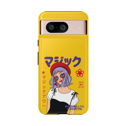 "Anime Cool Girl" Yellow Phone Cases – Bold, Stylish & Made for Any Phone! 💛✨ Pick Your Perfect Fit! -  iPhone, Samsung Galaxy, and Google Pixel