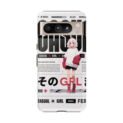 "Casual Girl" Anime Phone Cases for iPhone, Samsung Galaxy, and Google Pixel, Pick your size