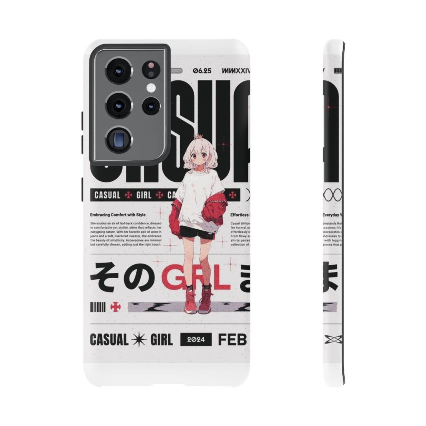 "Casual Girl" Anime Phone Cases for iPhone, Samsung Galaxy, and Google Pixel, Pick your size