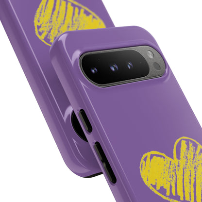 Yellow Heart, Purple Phone Case