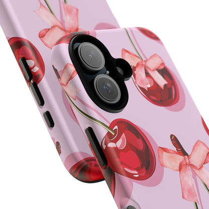 Cherry Ribbon Phone Cases for iPhone, Samsung Galaxy, and Google Pixel