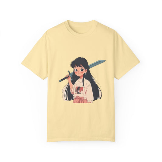 Anime girl with sword, Cute, Kawaii Unisex Garment-Dyed T-shirt, Various colors