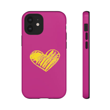 Yellow Heart, Pink Phone Case