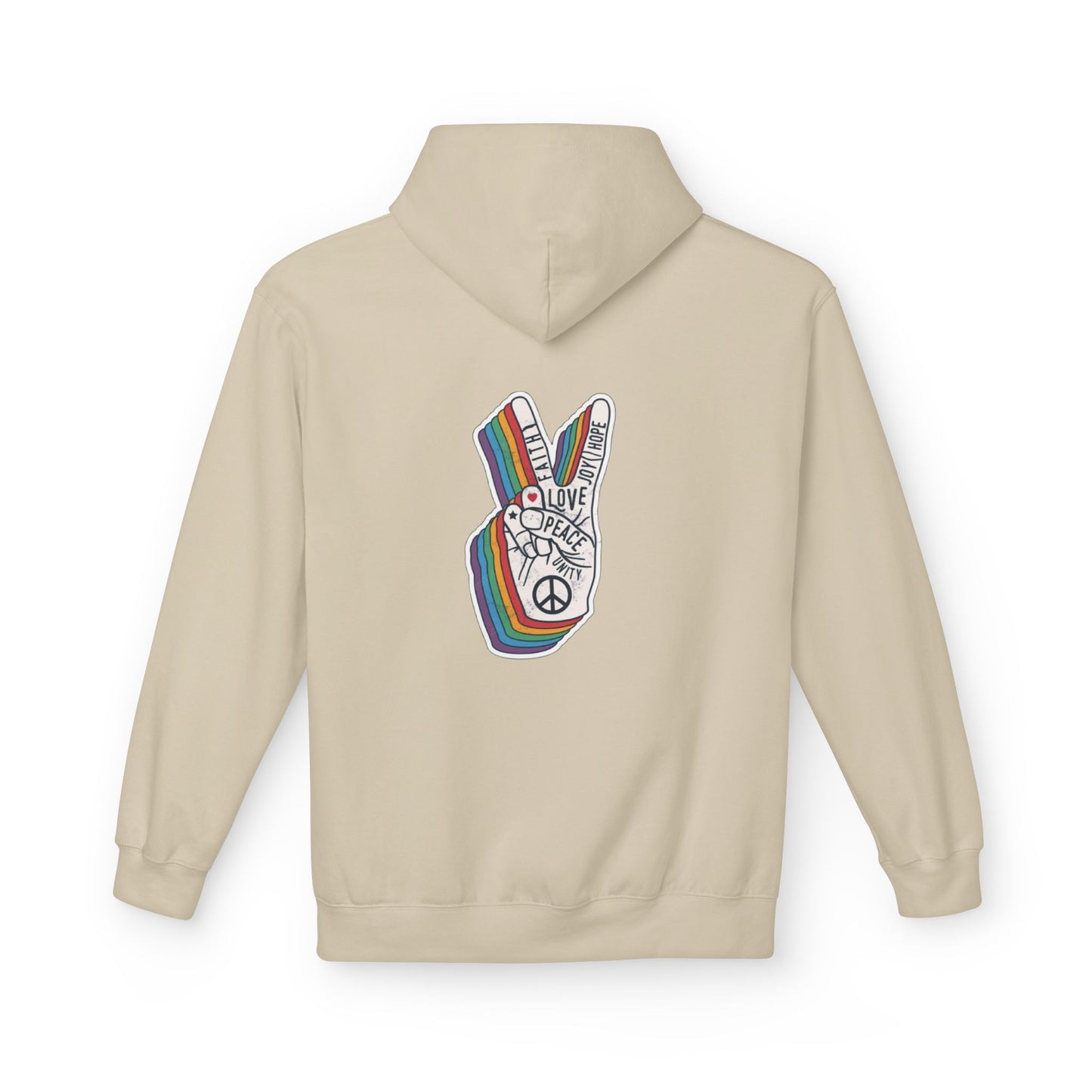 Peace and Love - Cozy Fleece Hoodie - Back design