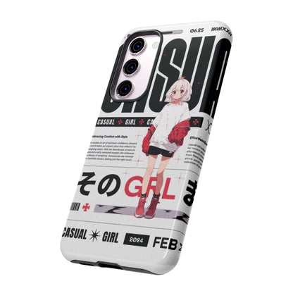 "Casual Girl" Anime Phone Cases for iPhone, Samsung Galaxy, and Google Pixel, Pick your size