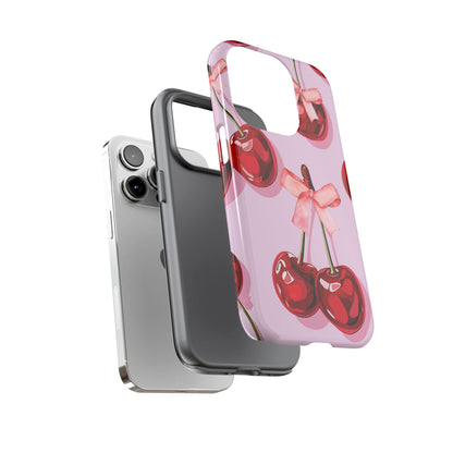 Cherry Ribbon Phone Cases for iPhone, Samsung Galaxy, and Google Pixel