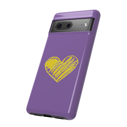 Yellow Heart, Purple Phone Case