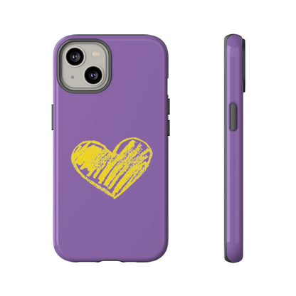 Yellow Heart, Purple Phone Case