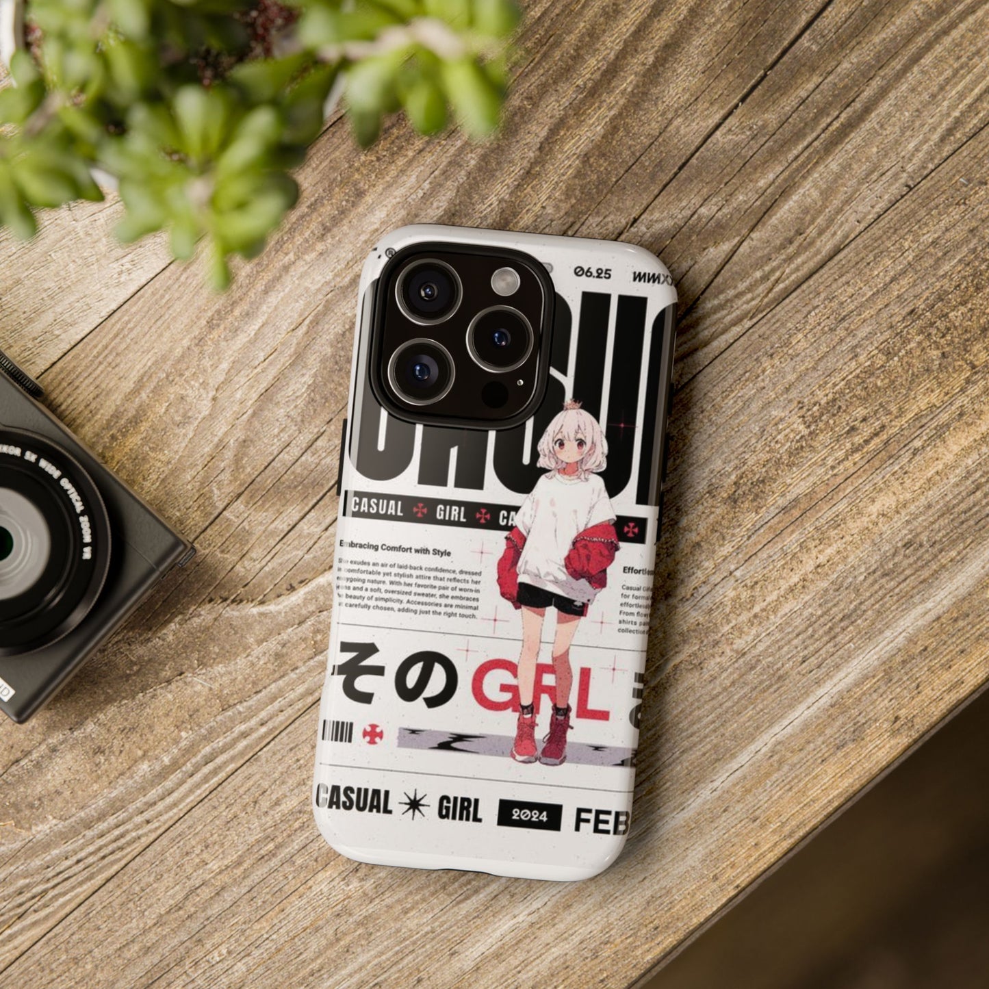 "Casual Girl" Anime Phone Cases for iPhone, Samsung Galaxy, and Google Pixel, Pick your size