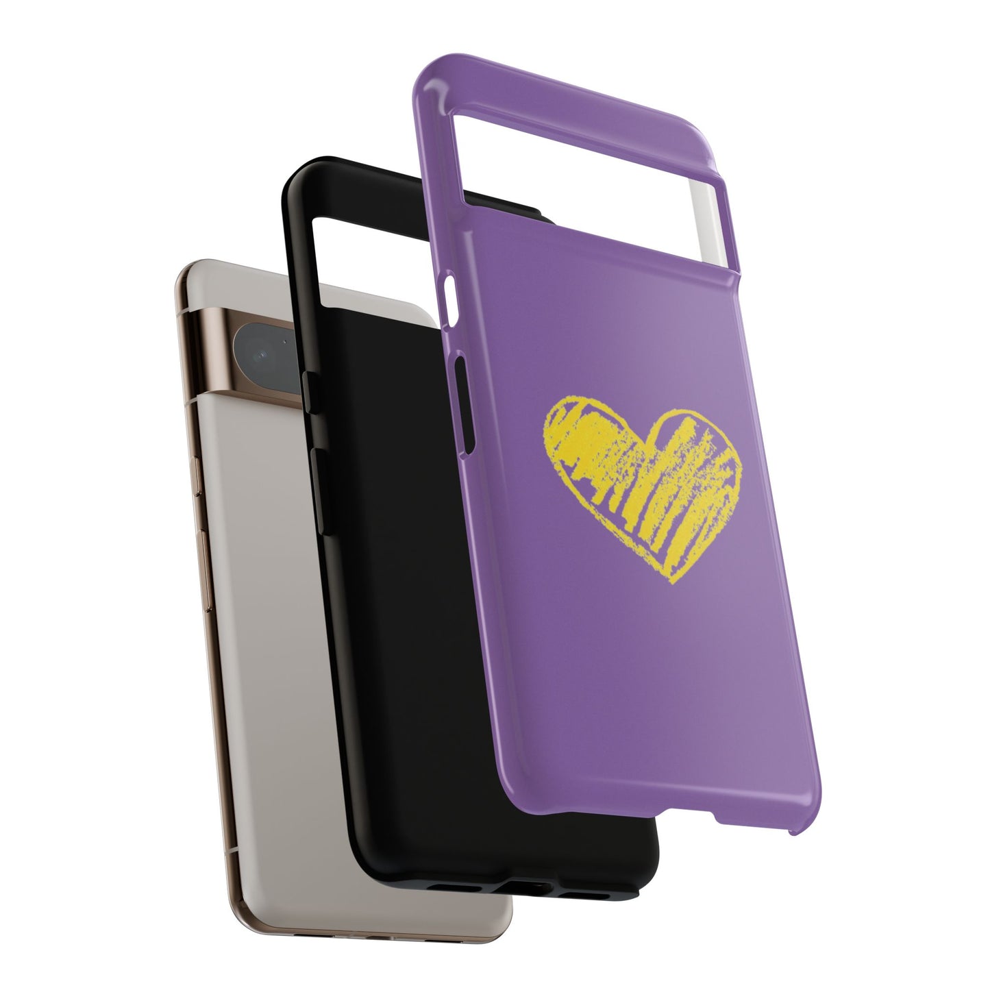 Yellow Heart, Purple Phone Case