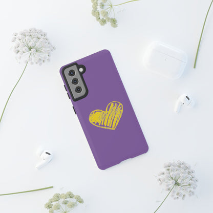 Yellow Heart, Purple Phone Case