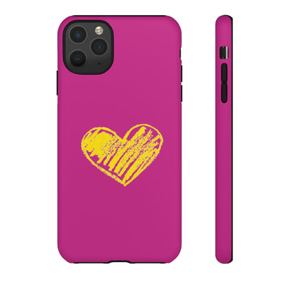 Yellow Heart, Pink Phone Case