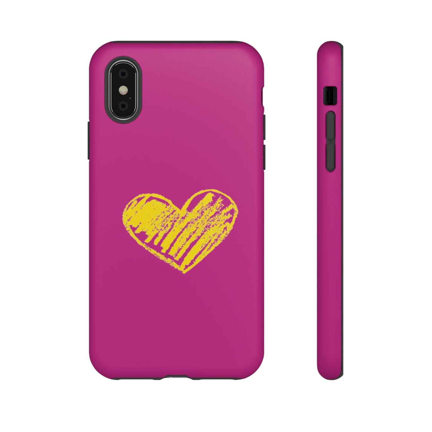 Yellow Heart, Pink Phone Case