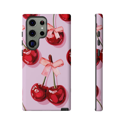 Cherry Ribbon Phone Cases for iPhone, Samsung Galaxy, and Google Pixel