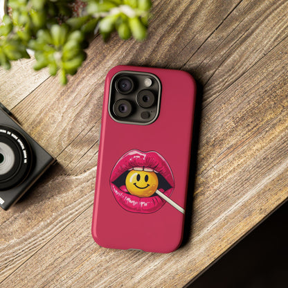 Lips & A Smiley Face Lollipop Phone Case