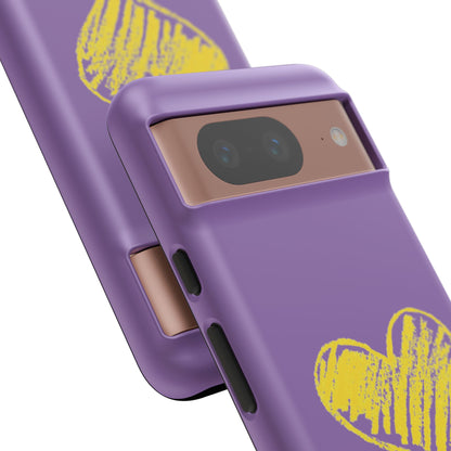 Yellow Heart, Purple Phone Case