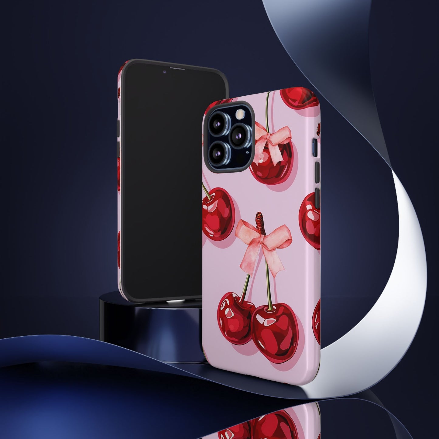 Cherry Ribbon Phone Cases for iPhone, Samsung Galaxy, and Google Pixel