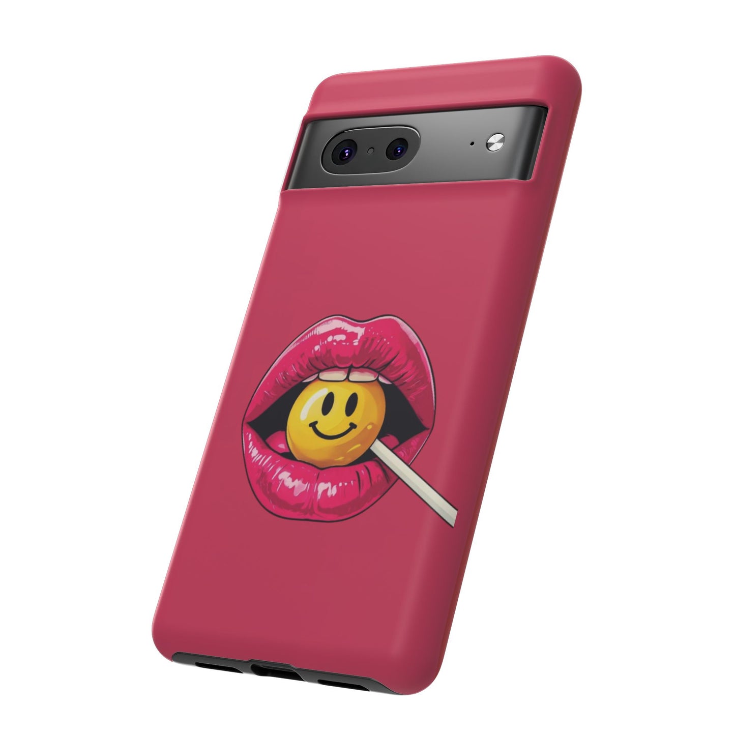 Lips & A Smiley Face Lollipop Phone Case