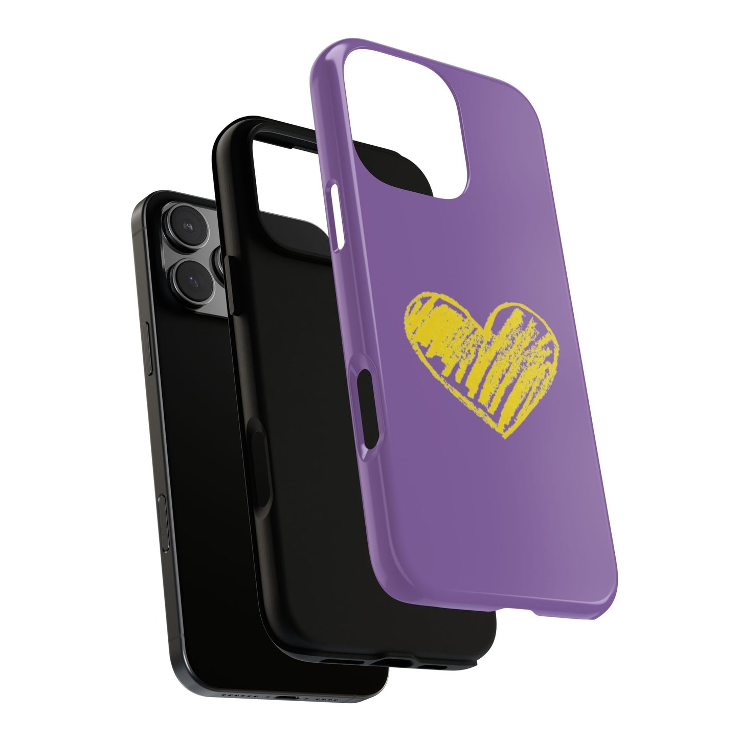 Yellow Heart, Purple Phone Case