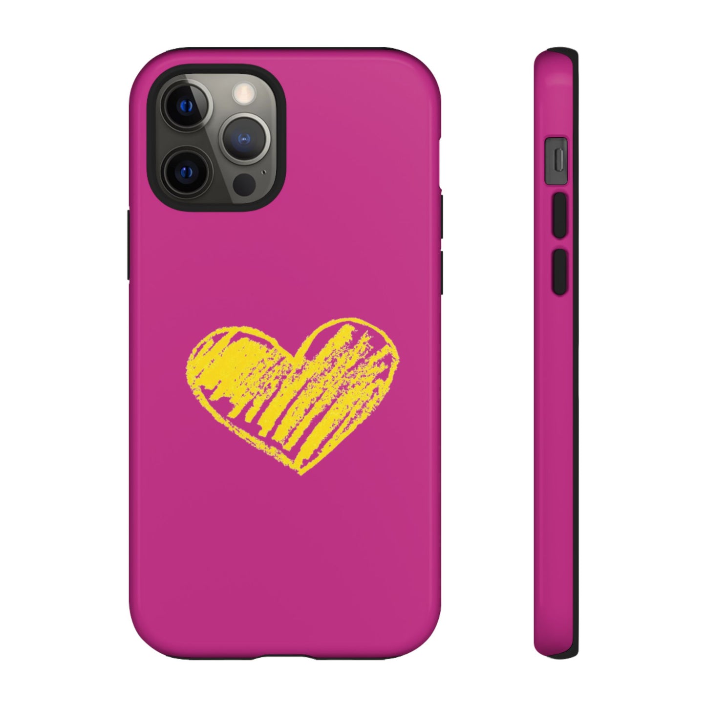 Yellow Heart, Pink Phone Case