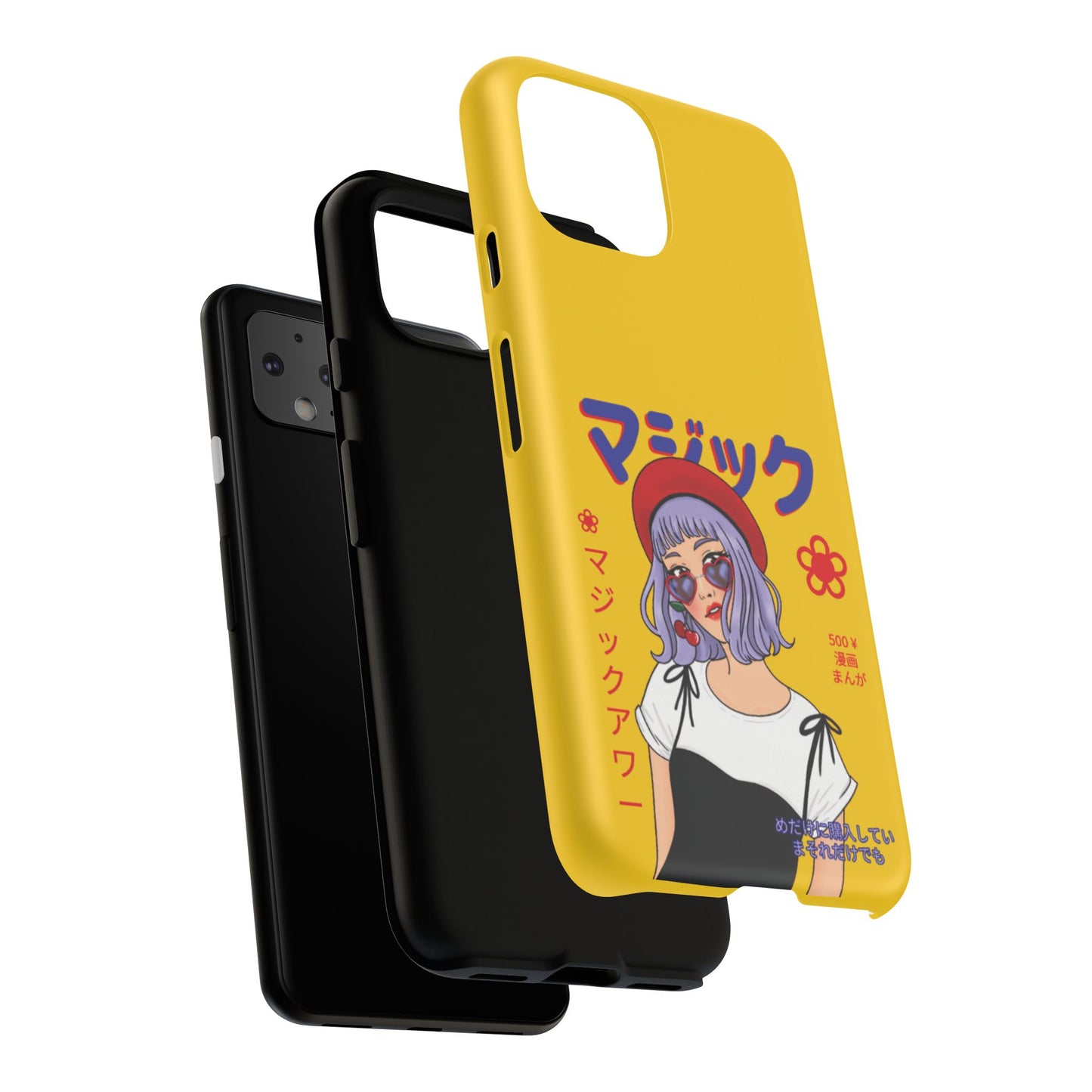 "Anime Cool Girl" Yellow Phone Cases – Bold, Stylish & Made for Any Phone! 💛✨ Pick Your Perfect Fit! -  iPhone, Samsung Galaxy, and Google Pixel