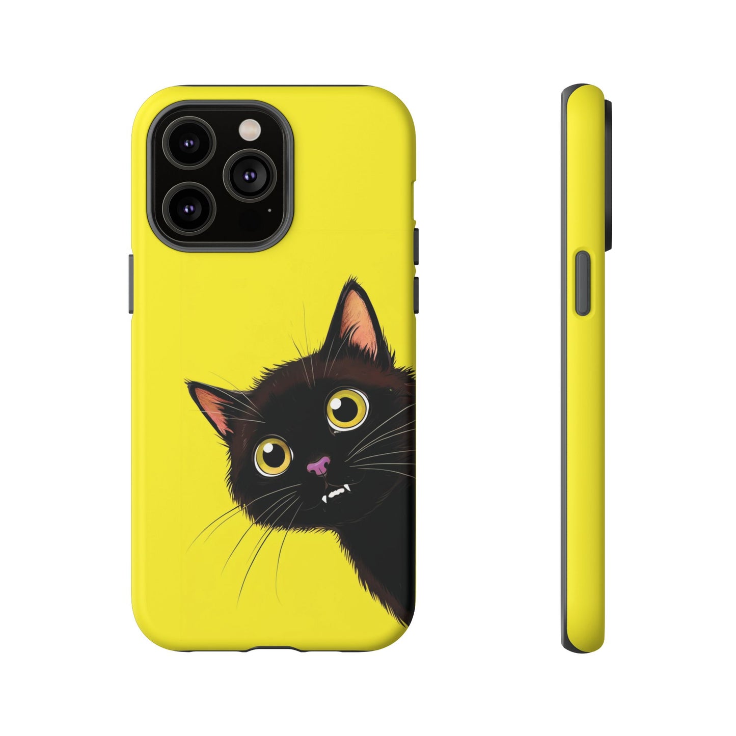 'Cute Cat' Yellow Phone Case