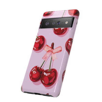 Cherry Ribbon Phone Cases for iPhone, Samsung Galaxy, and Google Pixel