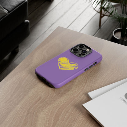 Yellow Heart, Purple Phone Case