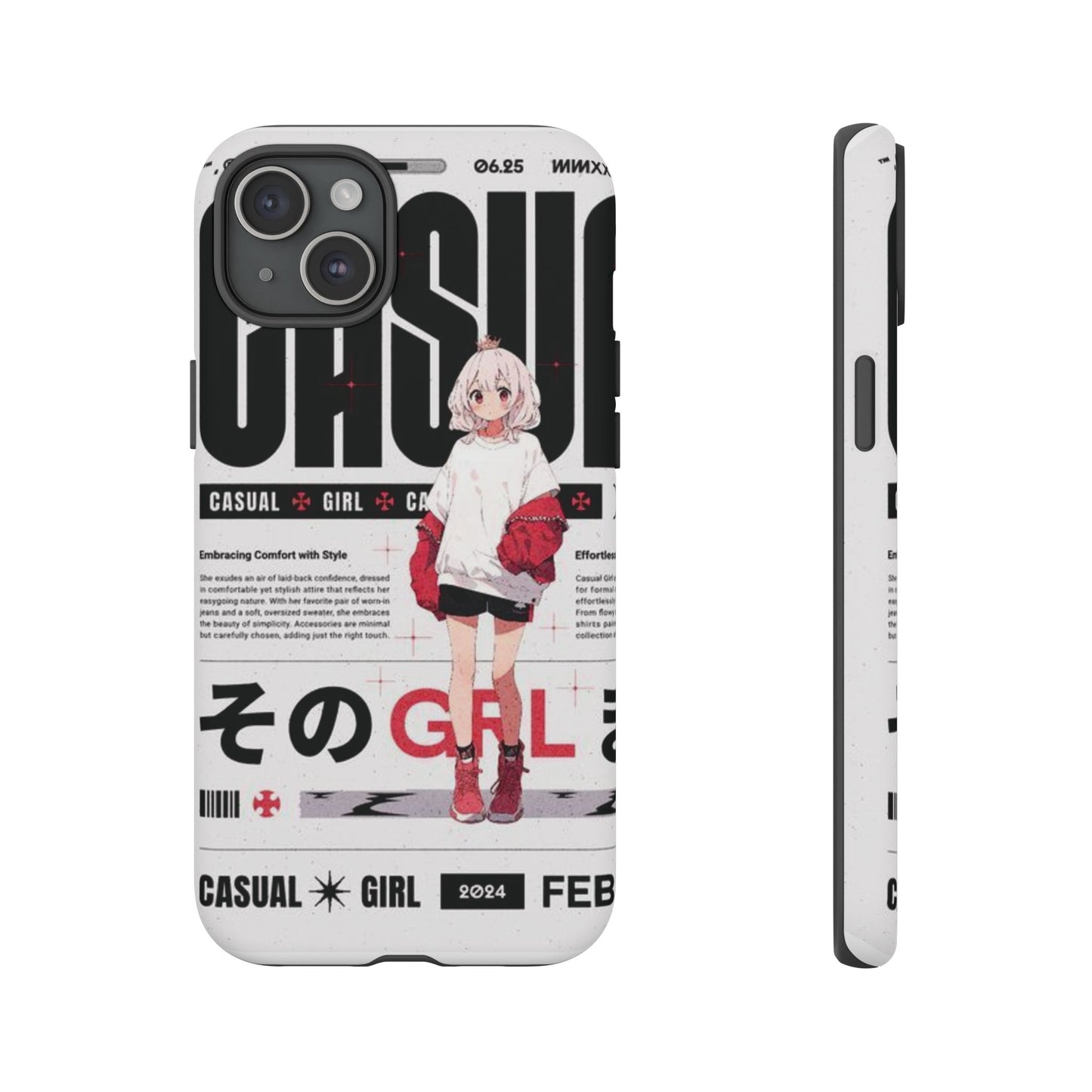 "Casual Girl" Anime Phone Cases for iPhone, Samsung Galaxy, and Google Pixel, Pick your size