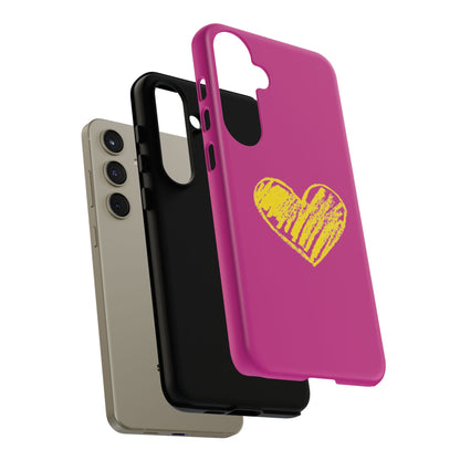 Yellow Heart, Pink Phone Case