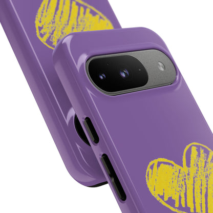 Yellow Heart, Purple Phone Case