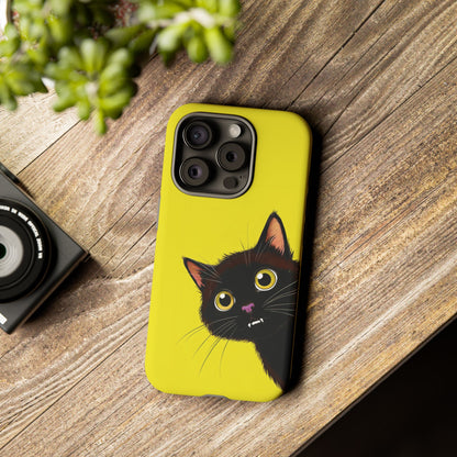 'Cute Cat' Yellow Phone Case