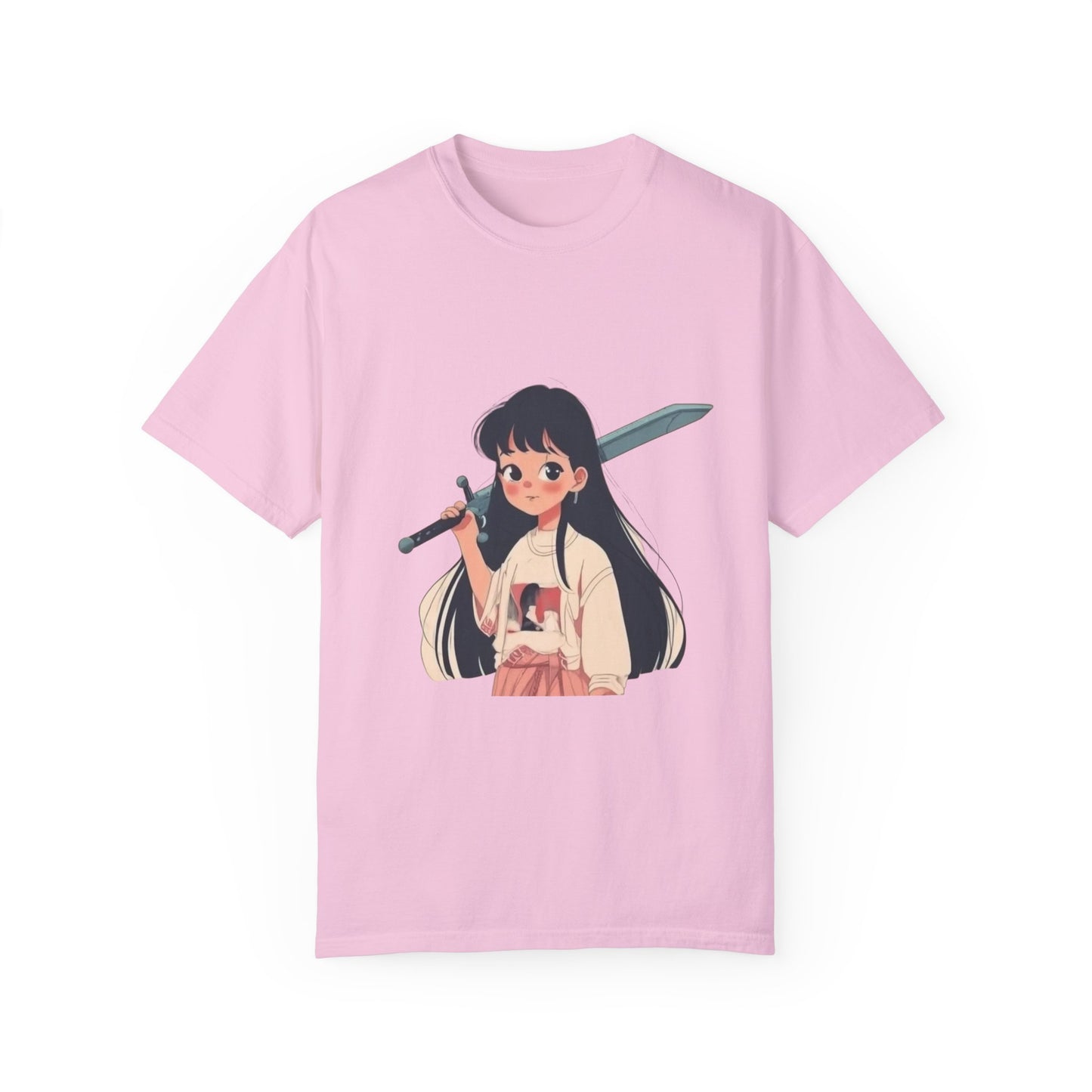 Anime girl with sword, Cute, Kawaii Unisex Garment-Dyed T-shirt, Various colors