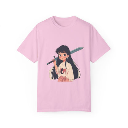 Anime girl with sword, Cute, Kawaii Unisex Garment-Dyed T-shirt, Various colors