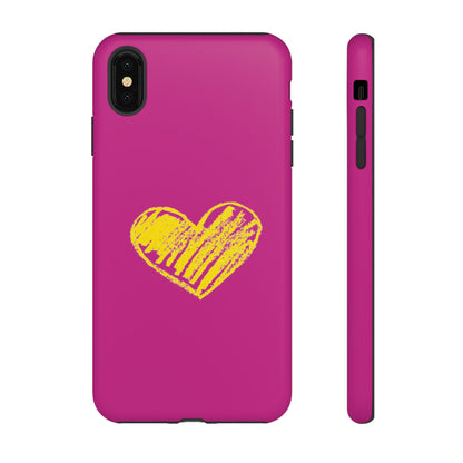 Yellow Heart, Pink Phone Case