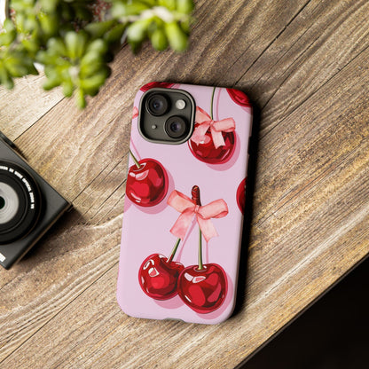 Cherry Ribbon Phone Cases for iPhone, Samsung Galaxy, and Google Pixel