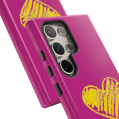 Yellow Heart, Pink Phone Case