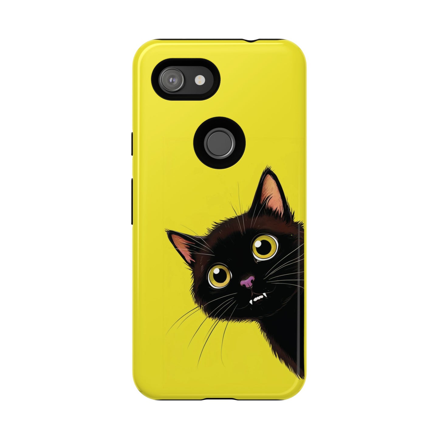 'Cute Cat' Yellow Phone Case