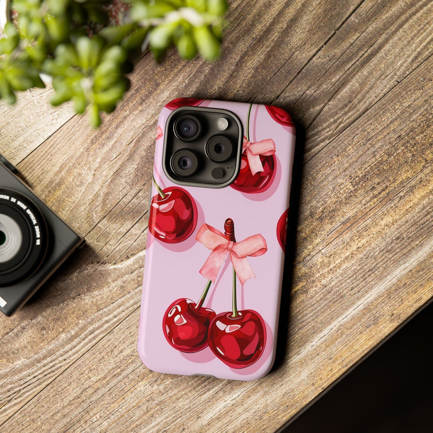 Cherry Ribbon Phone Cases for iPhone, Samsung Galaxy, and Google Pixel