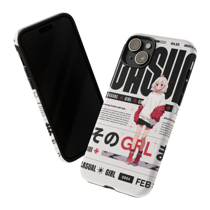 "Casual Girl" Anime Phone Cases for iPhone, Samsung Galaxy, and Google Pixel, Pick your size